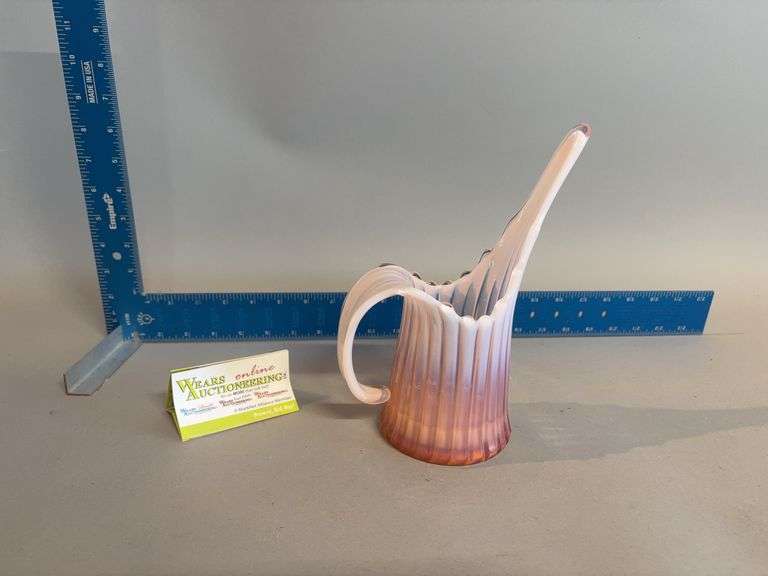 Fostoria Heirloom pink opalescent swung glass vase/pitcher image