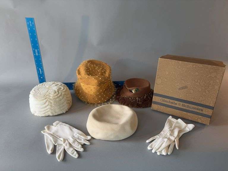 Four women’s hats and two pair gloves image