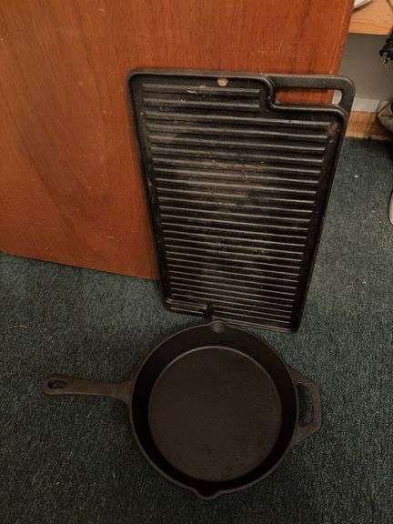 Crofton 10” cast iron skillet and 18” flat griddle image