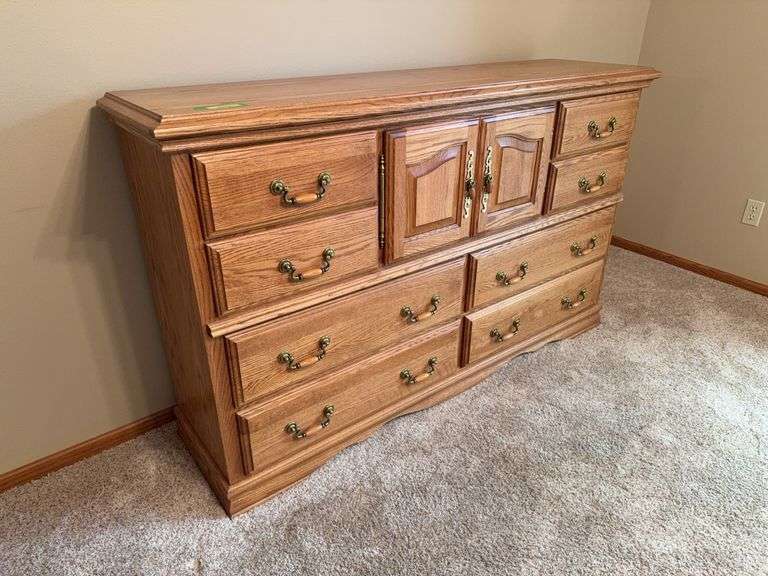 American Heirloom dresser with 8 drawers and a hidden locking drawer 17D x 65L x 40H image