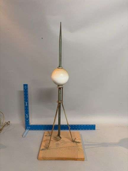 Approx 32” tall lightning rod w milk glass ball image