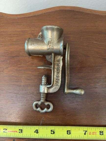 Mini cast iron meat grinder 5" tall image