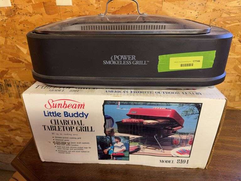 Sunbeam charcoal table top grill and indoor electric smokeless grill image