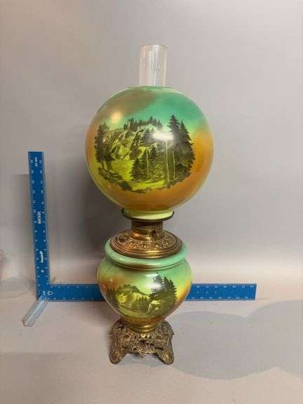 24" GWTW lamp mountian scene globes image