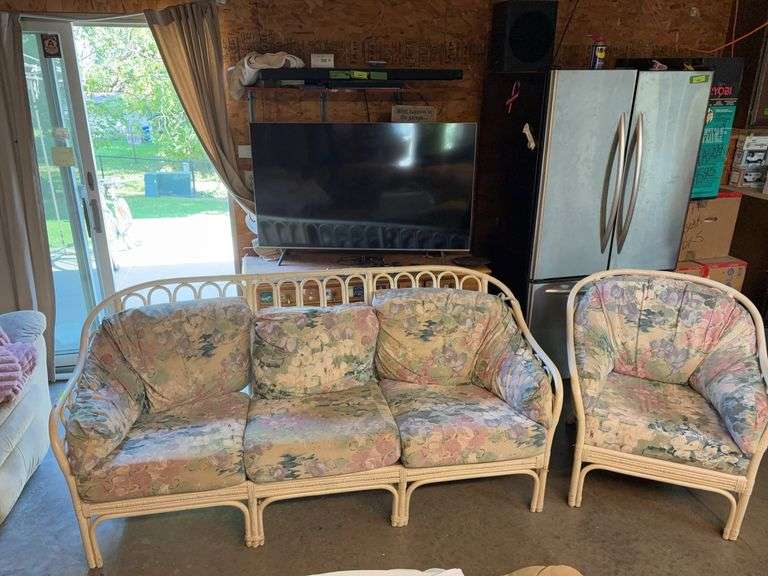 78” long wicker sofa and matching chair image