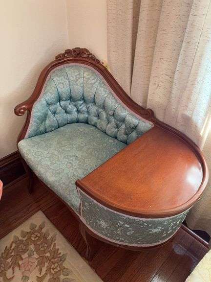 Walnut carved back telephone chair image