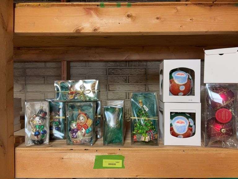 Numerous glass Christmas ornaments image
