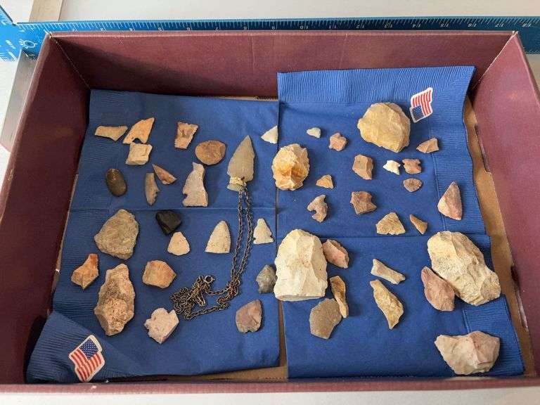 Box of arrowheads, etc image