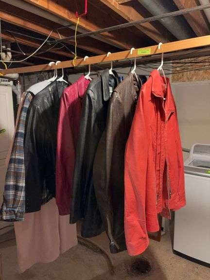 Three women’s leather jackets and other women’s jackets, various sizes 18/20 to L/XL/2X image