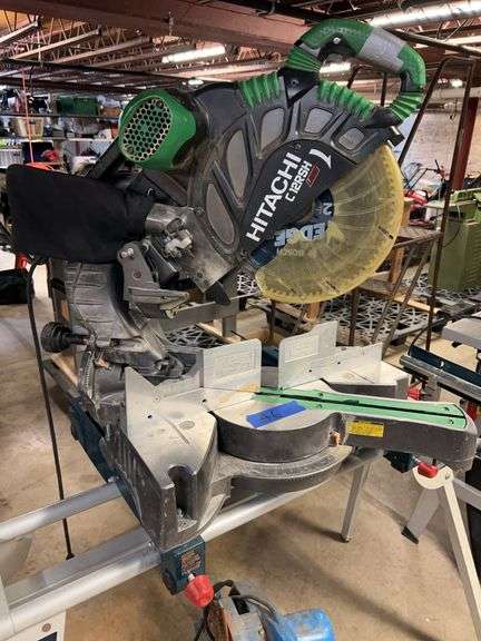 Hitachi C12 RSH miter saw, 12-in double bevel slider, Bosch portable stand  - used but not abused. image