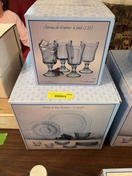 4 place settings of Blue Recollection dinnerware