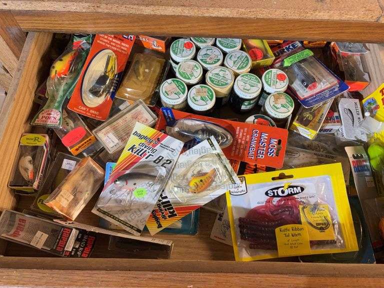 Drawer FULL of NOS lures and bait. WOW! image