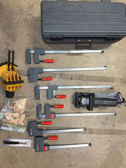 Skill plate (biscuit) jointer. Record vise. Bessy work clamps 4 at 24-in and 2 at 16 in. image