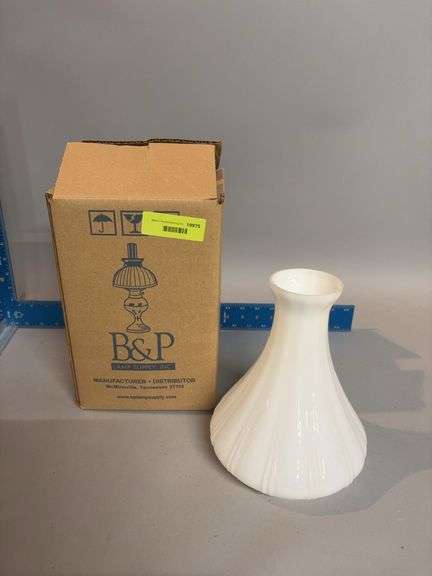 Milk glass angle lamp shade w vertical rib pattern image