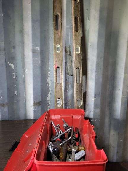 Toolbox with tools, levels