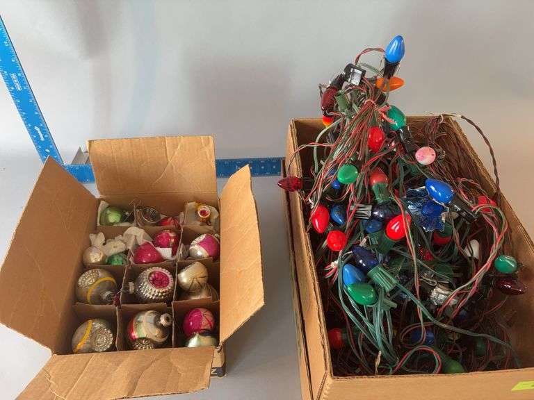 Box of Christmas lights and Shiny Bright bulbs image