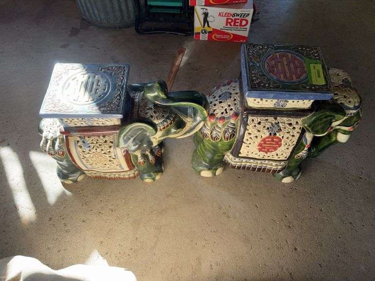 2 Asian influence elephant stands image