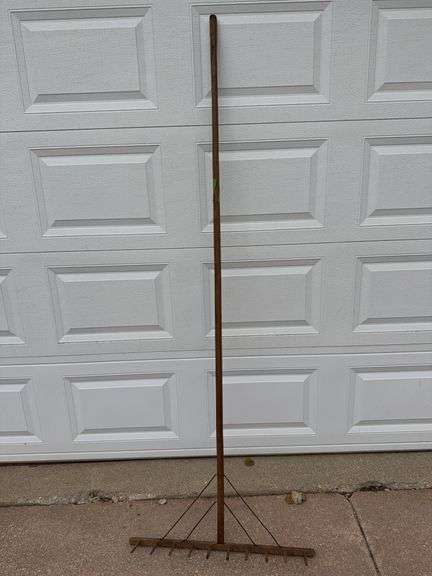 Primitive handmade yard rake image