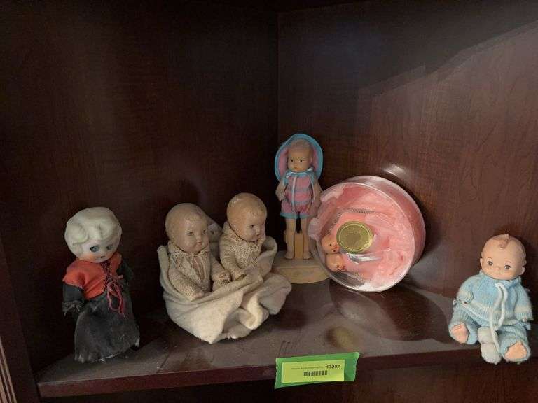 Pair of old composition twin dolls, Effanbee doll, rubber doll, etc image