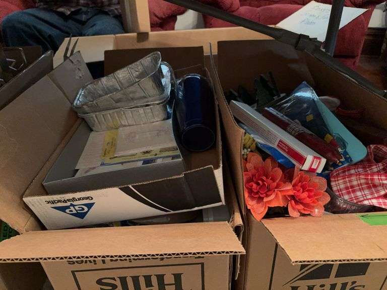 4 boxes assorted kitchen wares, picture frames  and decor Please see photos