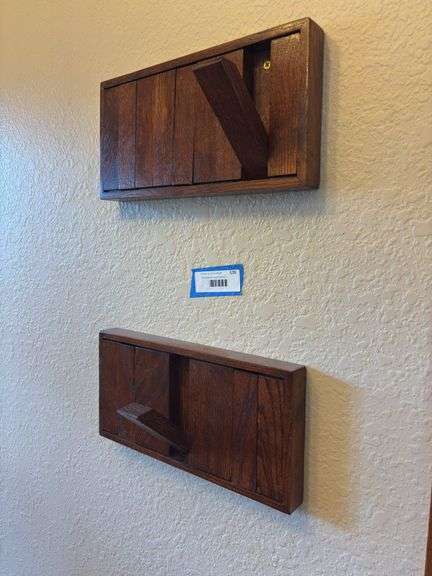 Four handmade pop out coat hooks, bring Philips screwdriver to remove from wall