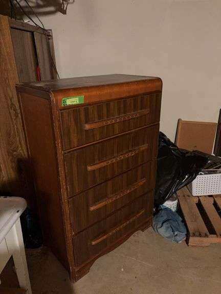 18D x 32L x 48H four drawer dresser with matching 18D x 45L x 62H vanity and bench And contents remaining in dresser or vanity you get also! image