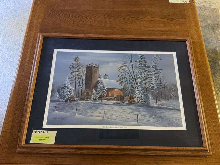 S/N AP "Little Brown Church in the Vale" winter print 29 x 21