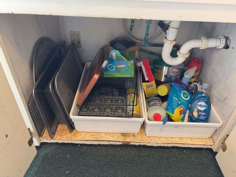 Cleaning supplies, cookie sheets, etc image
