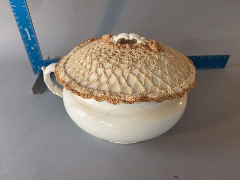 Ironstone chamber pot w fancy cover image
