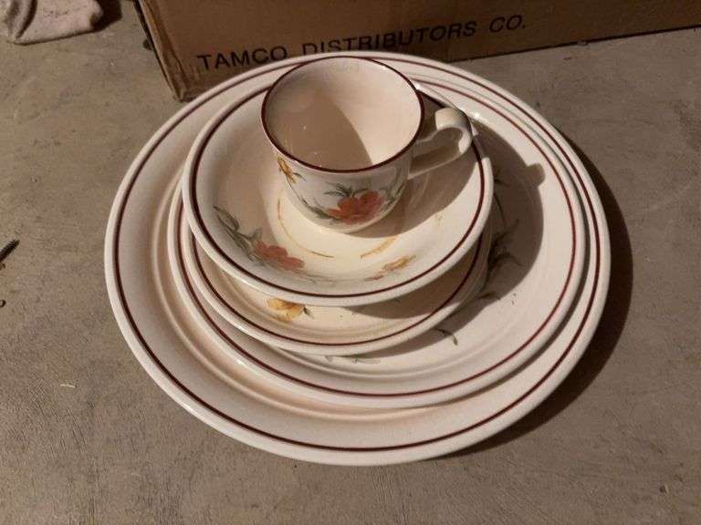 Uncounted, unsorted box of Noritake Keltcraft dishes, Trinidad pattern image