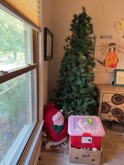 Approx 6’ prelit Christmas tree and decorations image