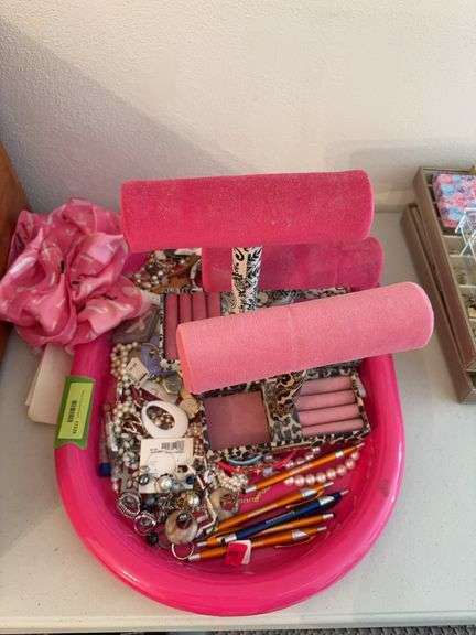 Large tray full of costume jewelry, jewelry holders image