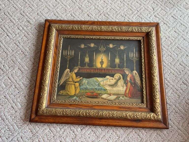 25x28 ornately framed religious print image