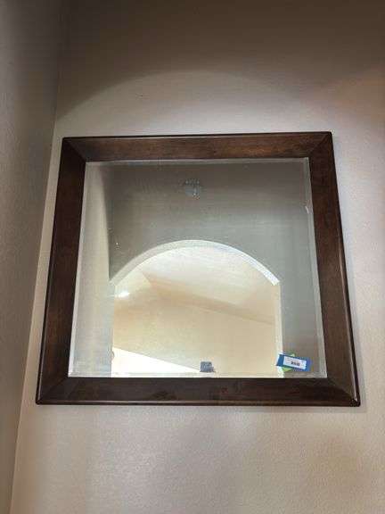 Wall hanging beveled edge mirror 36” square