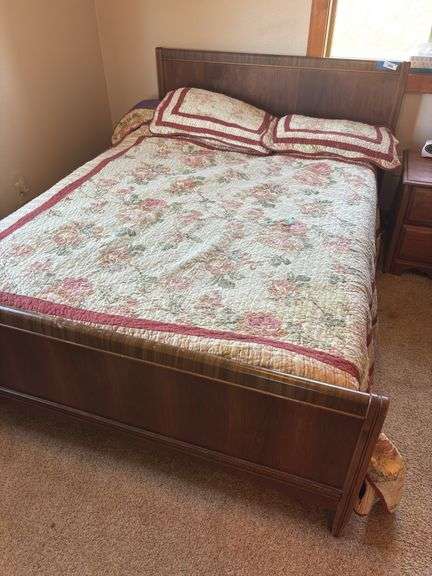 Vintage mid-century waterfall style full sized bed