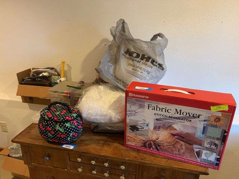 Craft supplies and sewing boxes