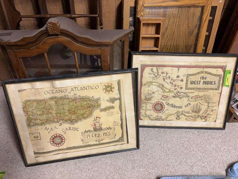 25x19 framed West Indies and Puerto Rico prints image