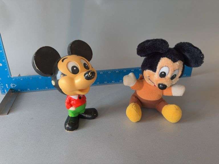 1976 pull string talking Mickey Mouse (no string) and stuffed  Mickey Mouse image