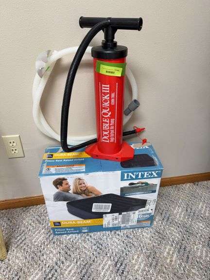 Intex queen size pillow rest raised airbed with a quick pump image