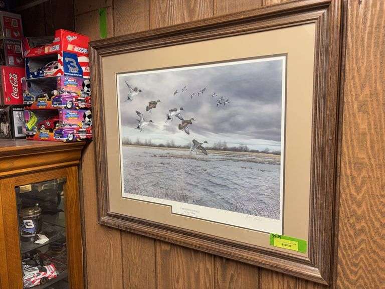 Framed 35x29 S/N AP “Hawkeye Pintails” by Buzz Balzer 93/200 1985 Iowa Ducks Unlimited Artist and Print of the Year image