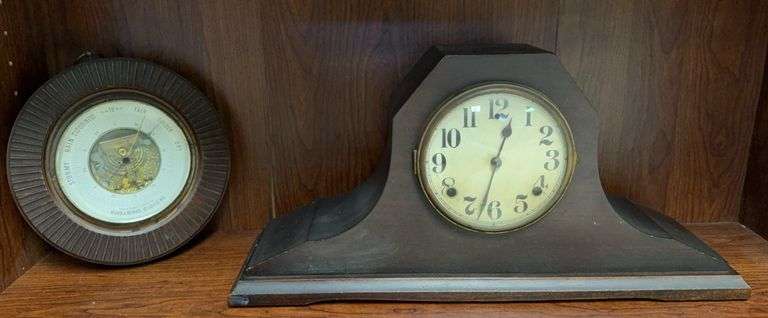 Gilbert mantle clock and Word & Works St Louis, MO barometer Made in Germany