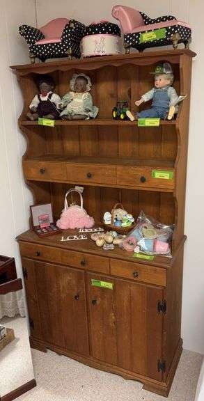 15D x 37L x 70H two piece pine hutch NO CONTENTS image