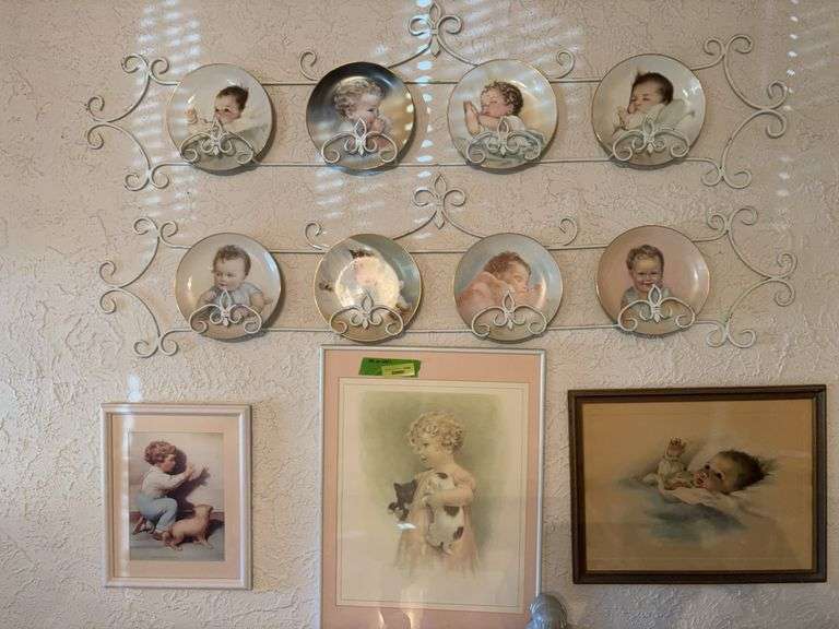 Bessie Pease Gutmann collector plates and wall art Plate holders included image