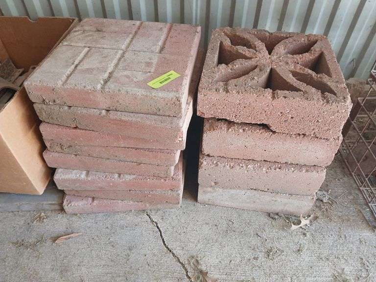 (8) 12 x 12 red pavers and 4 deco blocks
