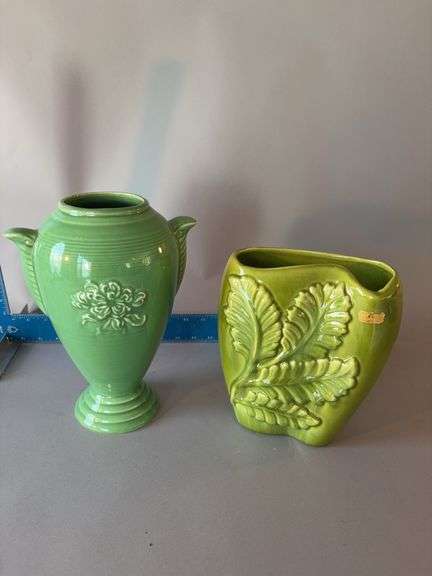 Two vases, Royal Haeger and unmarked green vase image