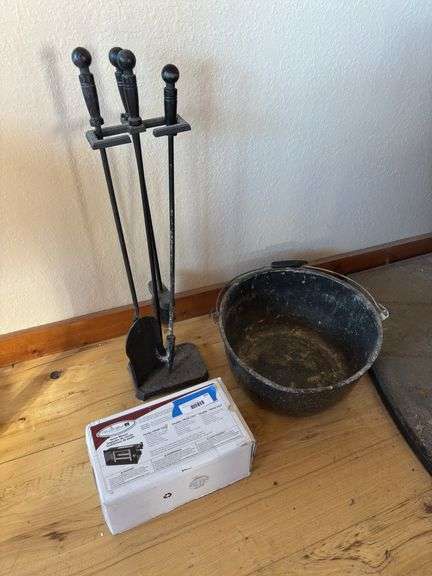 Stove blower, fireplace tool set and enamel pan ash bucket
