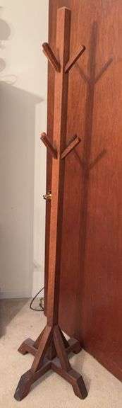 Approx 6’ tall hall tree, one arm has been reglued image