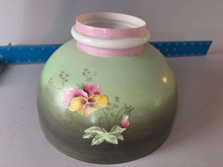 10” round hand painted lamp shade with 4” chimney opening image