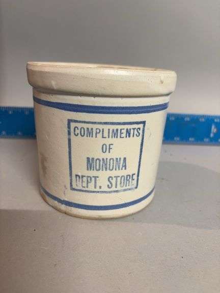 Compliments of Monona Dept. Store beater jar, probably Red Wing image