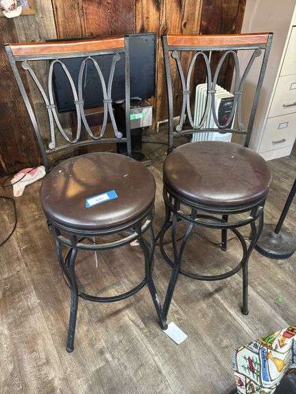 Two swivel barstools 30” seat image